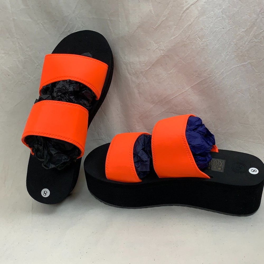 Neoprene Platform Sandals in Orange